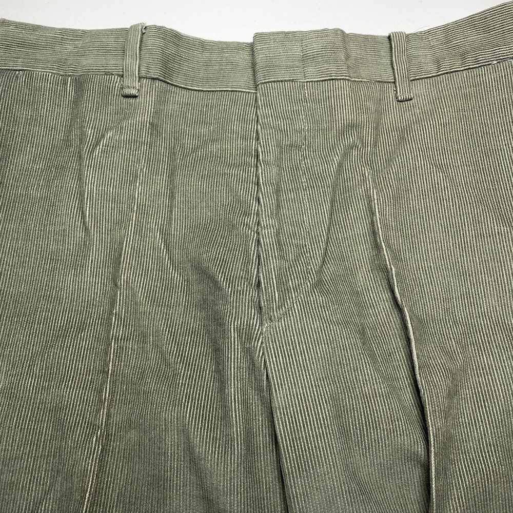 80s LL Bean Corduroy Trousers 36x33 Cuffed Cotton Blend Rugged Green USA